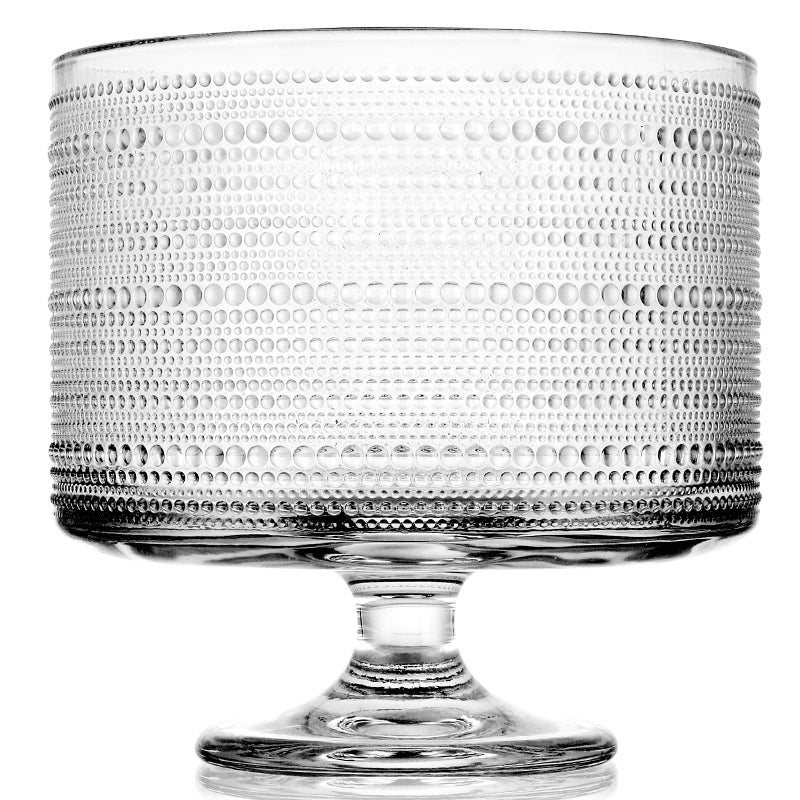 MDLUU Glass Trifle Bowl with Pedestal, 3.43qt Footed Dessert Stand, Vintage Centerpiece Bowl for Layered Cakes, Fruits, Salad (Raindrop Pattern) - Image 1