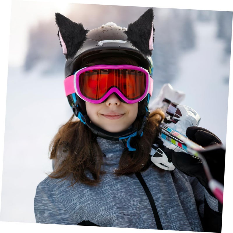 Ciieeo 2Pairs Plush Cat Ears for Adhesive Decorations Soft Durable Ear Covers for Bicycle Snowboard Helmets Cute Stylish Accessory - Image 5