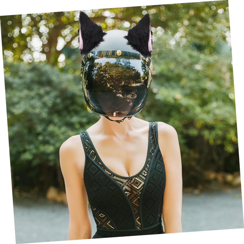 Ciieeo 2Pairs Plush Cat Ears for Adhesive Decorations Soft Durable Ear Covers for Bicycle Snowboard Helmets Cute Stylish Accessory - Image 4