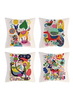 Y&D Colorful Throw Pillow Case, Covers 45x45 Decorative Case Set of 4 Linen Boho Cushion 18 x inch for Couch Sofa Car Bed Living Room  - Image 1
