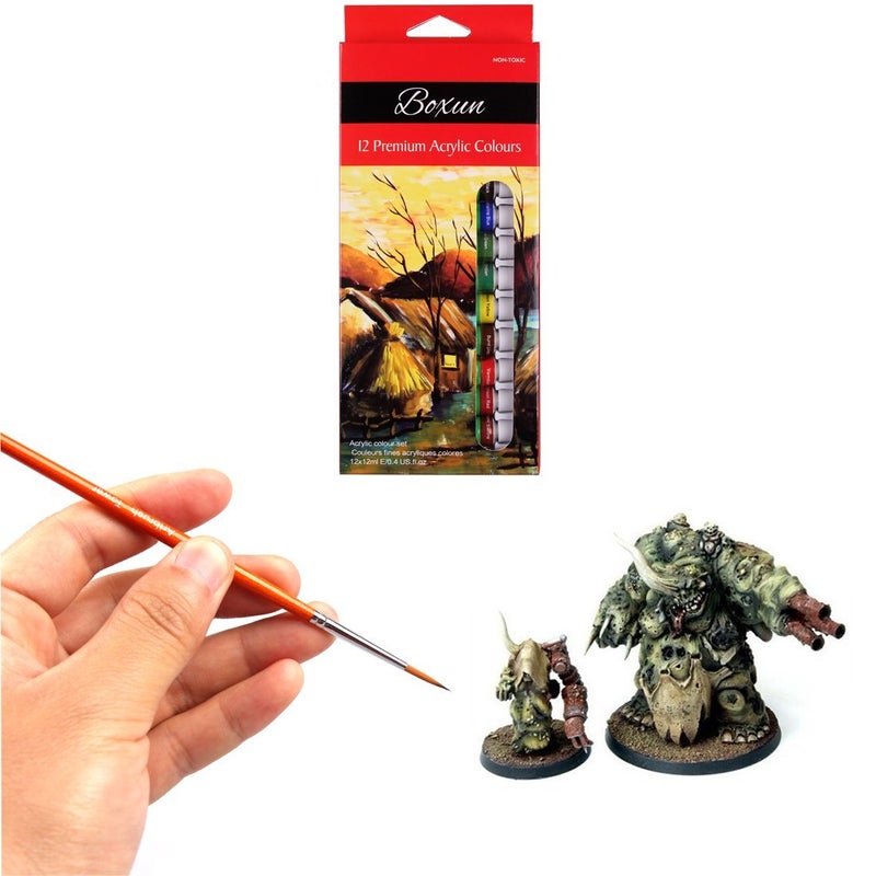 Artbrush Tower Small Enamel Paint Brushes Set - 11 Pieces Detail Painting Kit for Artists, Model, Miniature, Acrylic and Watercolor Paint Red - Image 5