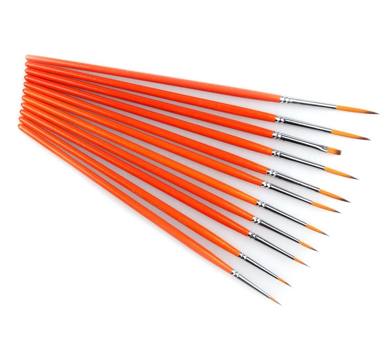 Artbrush Tower Small Enamel Paint Brushes Set - 11 Pieces Detail Painting Kit for Artists, Model, Miniature, Acrylic and Watercolor Paint Red - Image 2