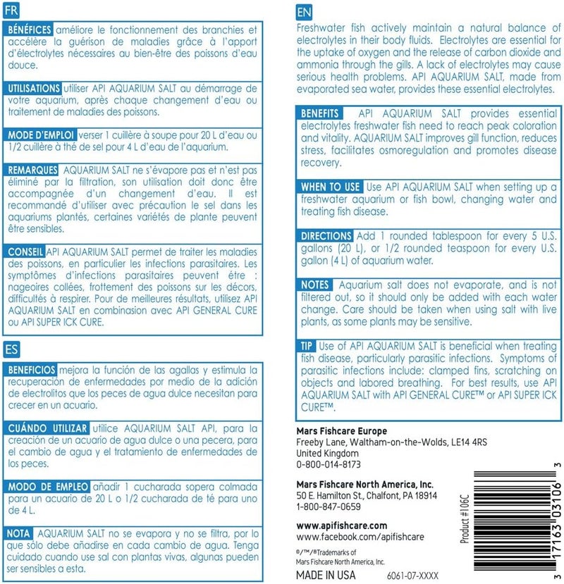 API Aquarium Salt for Freshwater Fish - 67 Ounce Box - Image 3