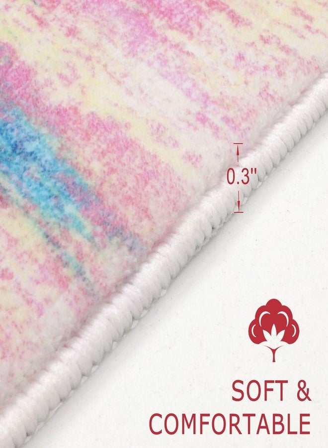 KOZYFLY Modern Abstract Small Area Rugs 2x3, Washable Indoor Front Door Mat Non-Slip Soft Small Bathroom Rug, Entryway Rugs Abstract Print Faux Wool Doormat Kitchen Mats, Multi Pink - Image 4