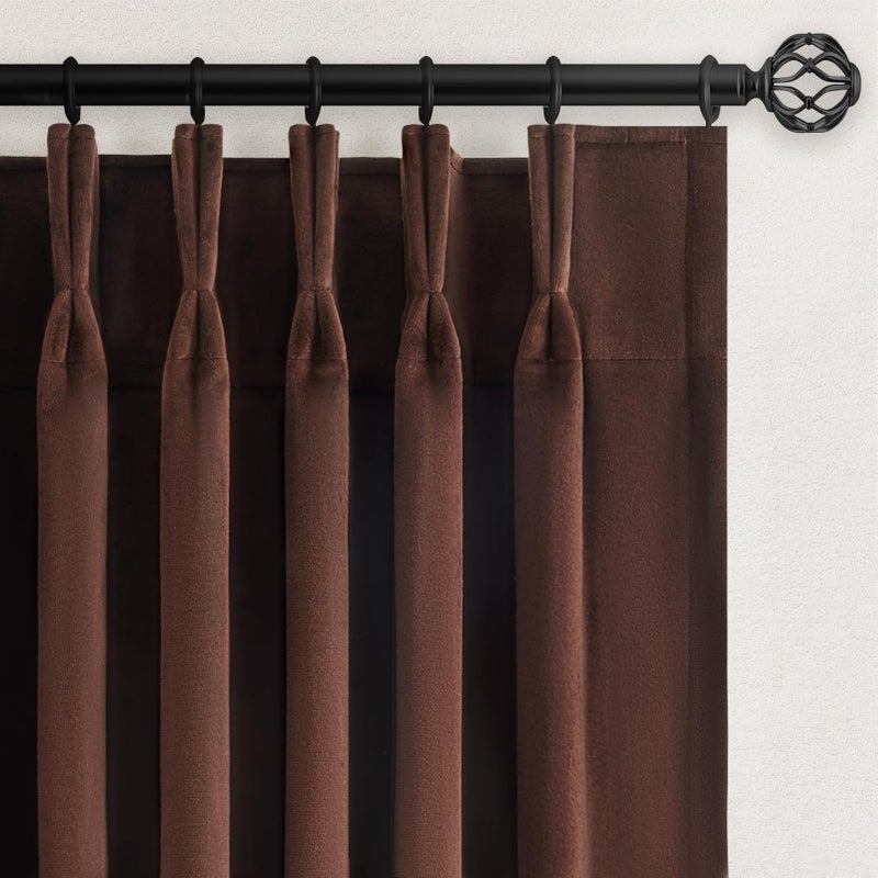 Drapenova Dark Brown Velvet Curtains 84 Inches Long for Living Room Bedroom Tan Luxury Vintage Pinch Pleat Blackout Thermal Insulated Curtain Drapes Super Soft Velvet Window Treatment,Tan(2 Panels,40 x 84) - Image 1