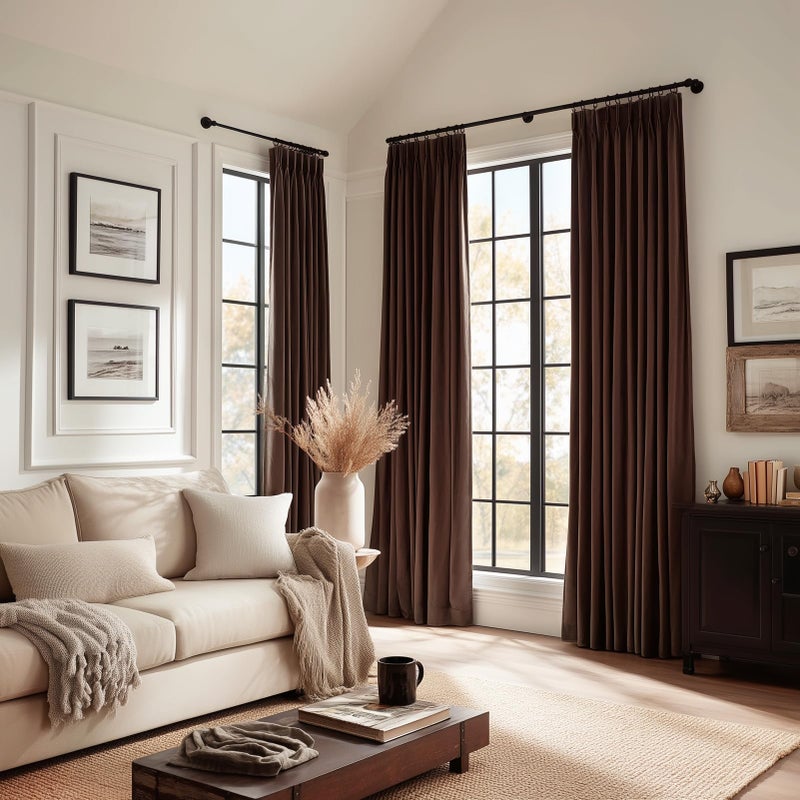 Drapenova Dark Brown Velvet Curtains 84 Inches Long for Living Room Bedroom Tan Luxury Vintage Pinch Pleat Blackout Thermal Insulated Curtain Drapes Super Soft Velvet Window Treatment,Tan(2 Panels,40 x 84) - Image 5