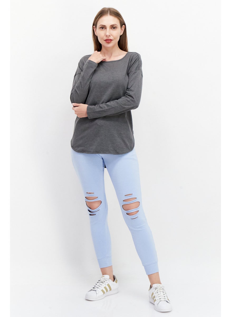 Eddie Bauer Women Round Neck Long Sleeve Plain T Shirt, Grey  - Image 4