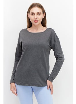 Eddie Bauer Women Round Neck Long Sleeve Plain T Shirt, Grey  - Image 1