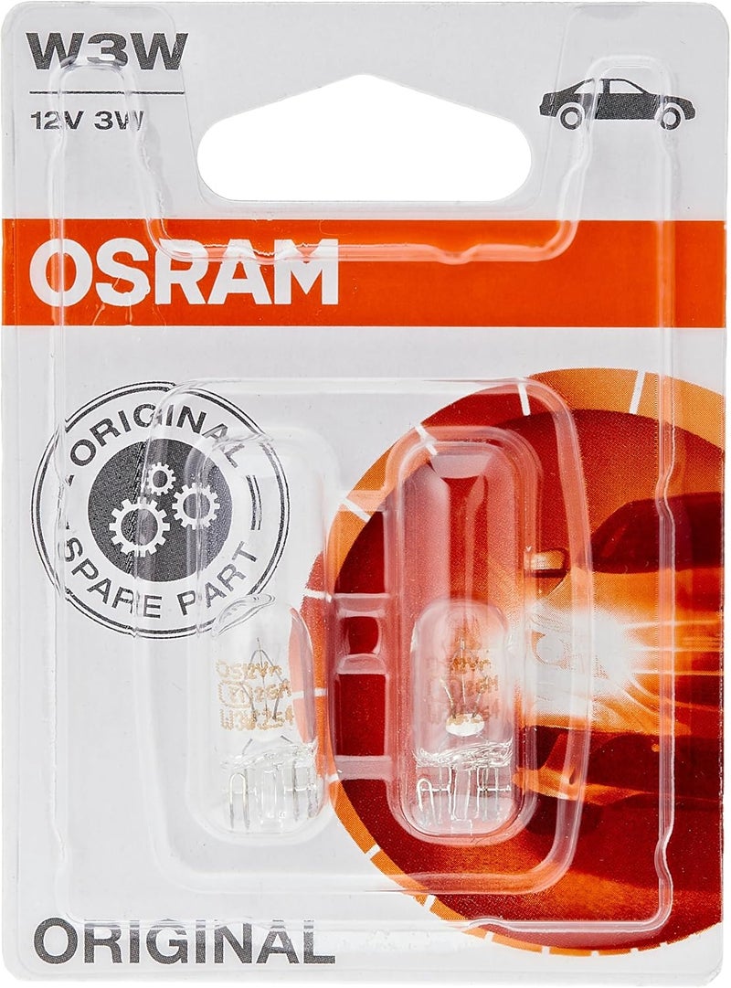 Osram W3W Original Glass Wedge Base Car Light Bulb (2 Pack) - Image 1