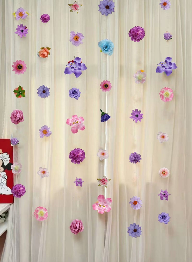 HomarKet 52PCS Artificial Hanging Flower Set with DIY Curtains, Floating & Ceiling Decor for Birthday and Wedding Parties - Image 5
