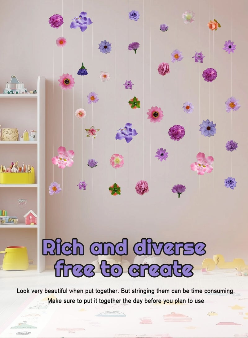 HomarKet 52PCS Artificial Hanging Flower Set with DIY Curtains, Floating & Ceiling Decor for Birthday and Wedding Parties - Image 3