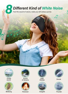 LC-dolida Sleep Headphones, White Noise Bluetooth Sleep Mask 3D Wireless Eye Mask Sleeping with Timing, Sleep Mask with Bluetooth Headphones for Side Sleepers Travel Yoga, Cool Gifts Men Women  - Image 3