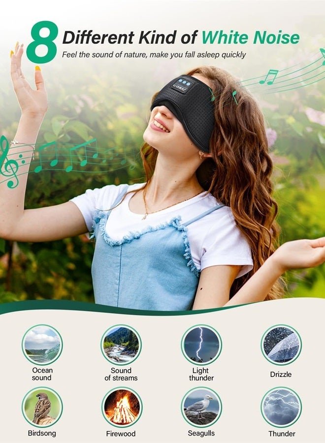 LC-dolida Sleep Headphones, White Noise Bluetooth Sleep Mask 3D Wireless Eye Mask Sleeping with Timing, Sleep Mask with Bluetooth Headphones for Side Sleepers Travel Yoga, Cool Gifts Men Women - Image 3