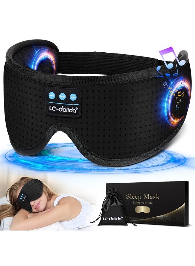 LC-dolida Sleep Headphones, White Noise Bluetooth Sleep Mask 3D Wireless Eye Mask Sleeping with Timing, Sleep Mask with Bluetooth Headphones for Side Sleepers Travel Yoga, Cool Gifts Men Women - Image 1