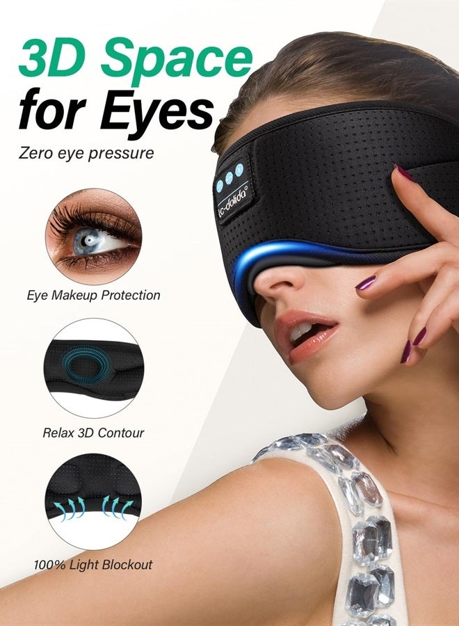 LC-dolida Sleep Headphones, White Noise Bluetooth Sleep Mask 3D Wireless Eye Mask Sleeping with Timing, Sleep Mask with Bluetooth Headphones for Side Sleepers Travel Yoga, Cool Gifts Men Women - Image 2