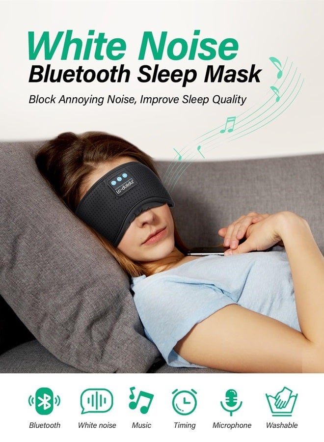 LC-dolida Sleep Headphones, White Noise Bluetooth Sleep Mask 3D Wireless Eye Mask Sleeping with Timing, Sleep Mask with Bluetooth Headphones for Side Sleepers Travel Yoga, Cool Gifts Men Women - Image 4