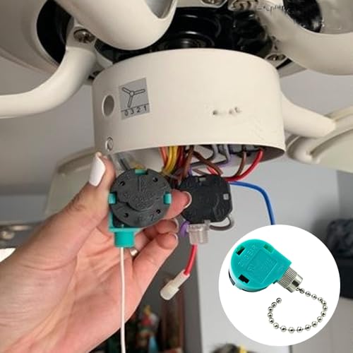 PaeorRorL Ceiling Fan Switch 3 Speed 4 Wire Zing Ear ZE 268S6 Pull Chain Switch Control Replacement for Ceiling Fans,Wall Lamps,Cabinet Light (Nickel Pull Chain) - Image 3