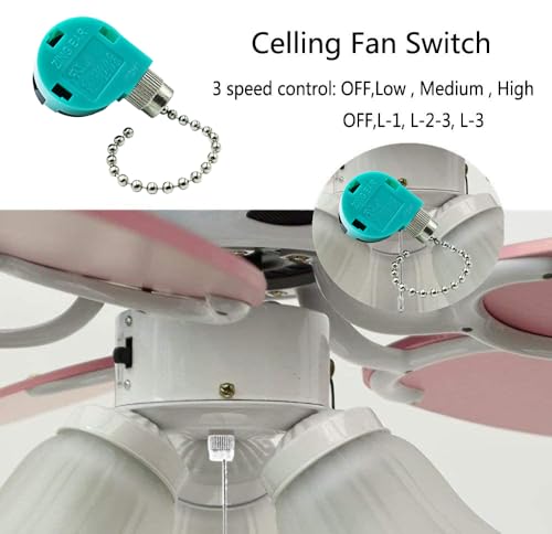 PaeorRorL Ceiling Fan Switch 3 Speed 4 Wire Zing Ear ZE 268S6 Pull Chain Switch Control Replacement for Ceiling Fans,Wall Lamps,Cabinet Light (Nickel Pull Chain) - Image 4