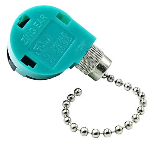 PaeorRorL Ceiling Fan Switch 3 Speed 4 Wire Zing Ear ZE 268S6 Pull Chain Switch Control Replacement for Ceiling Fans,Wall Lamps,Cabinet Light (Nickel Pull Chain) - Image 1