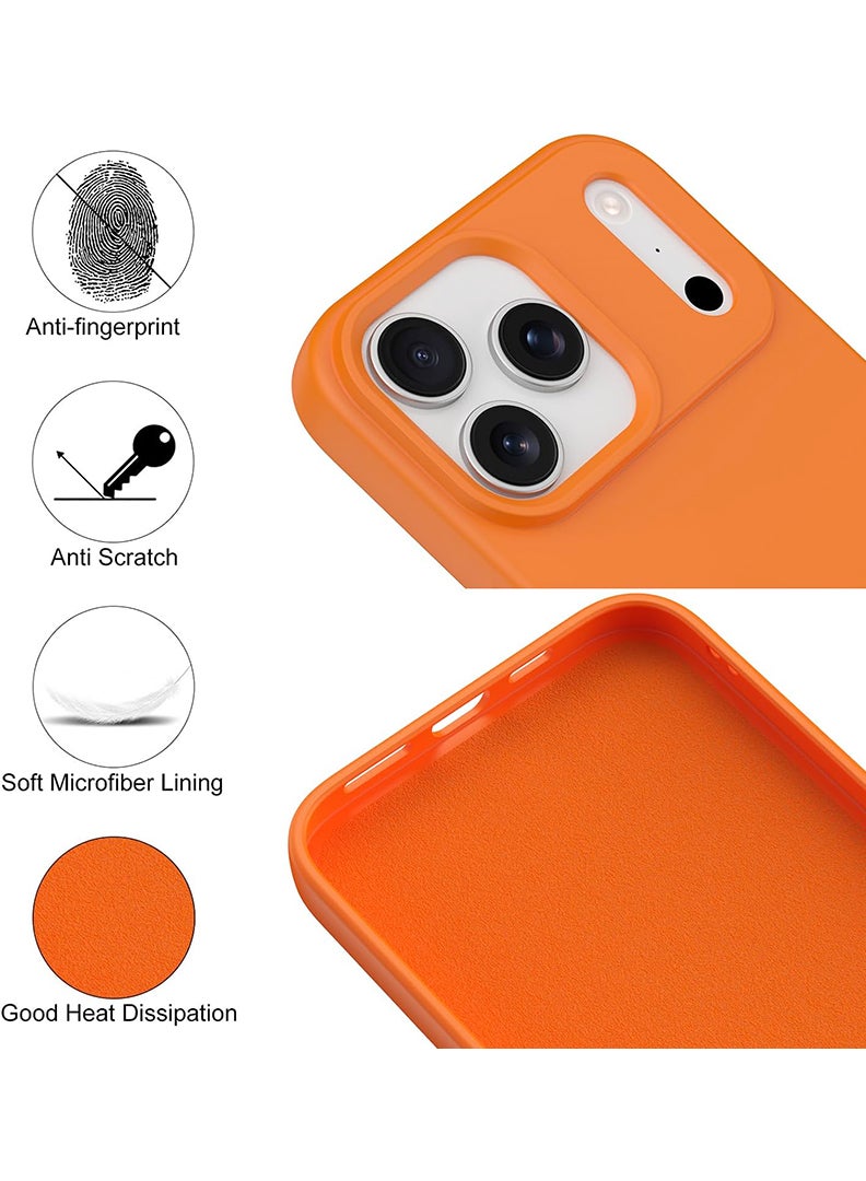 Case Up Compatible with Apple iPhone 17 Pro Max Case, Soft & Premium Liquid Silicone [Anti-Scratch Microfiber Lining] Shockproof Protective Slim Phone Cover Orange - Image 2