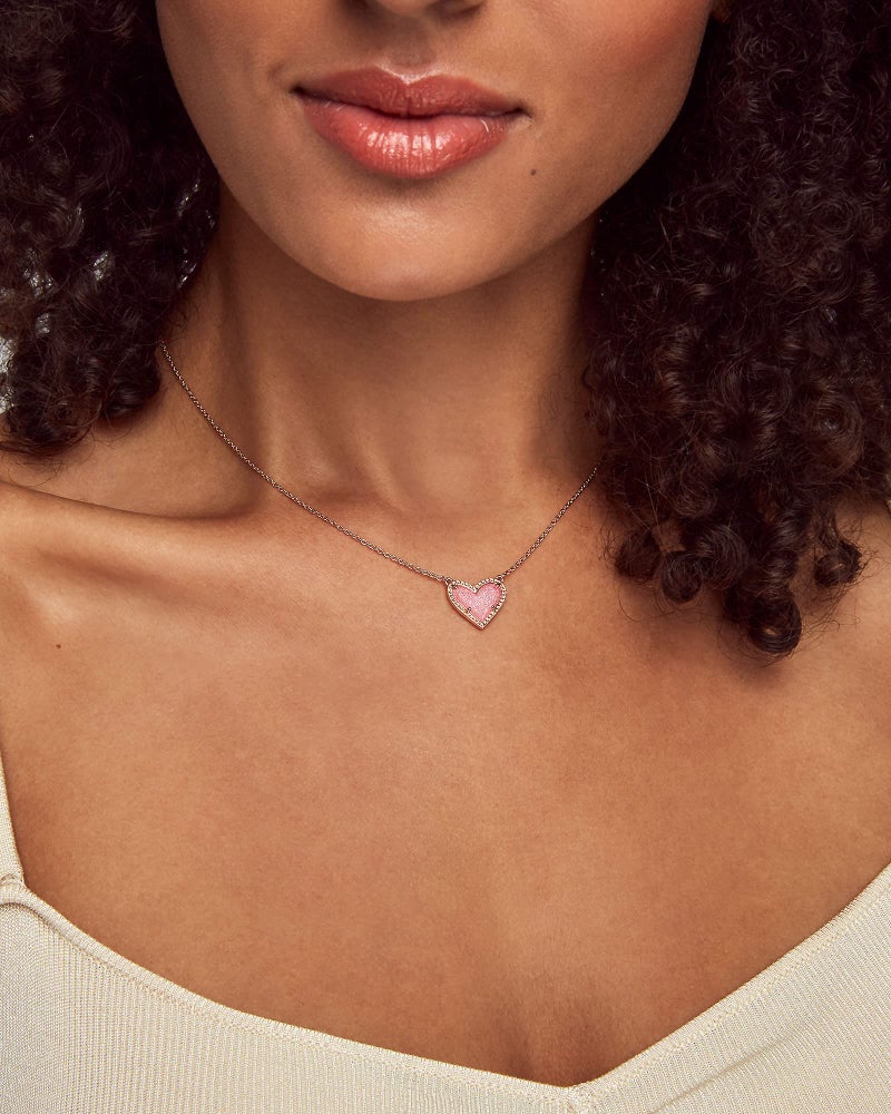 Kendra Scott Ari Heart Adjustable Length Pendant Necklace for Women, Fashion Jewelry, 14k Gold-Plated, Iridescent Drusy - Image 3