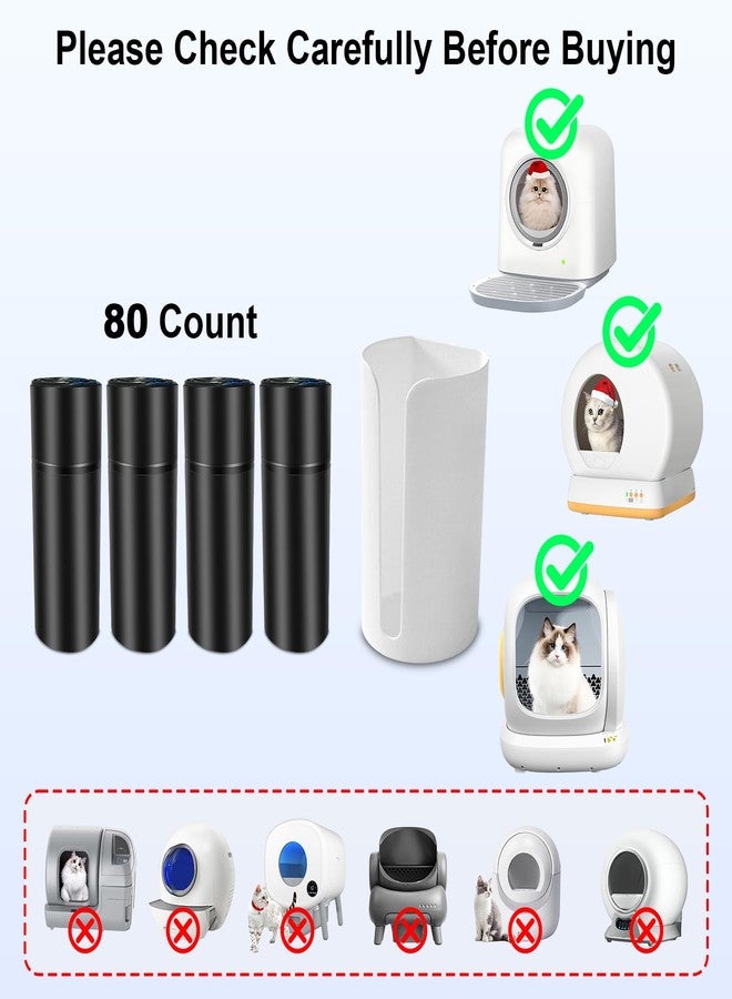 80 كيسًا من أكياس صندوق فضلات القطط متوافقة مع Meo Want MW-SC01/MW-SC02/MW-LR01، تصميم سميك، أكياس أكياس فضلات القطط برباط - مع حامل لإخراج الأكياس (80 كيسًا) - Image 3