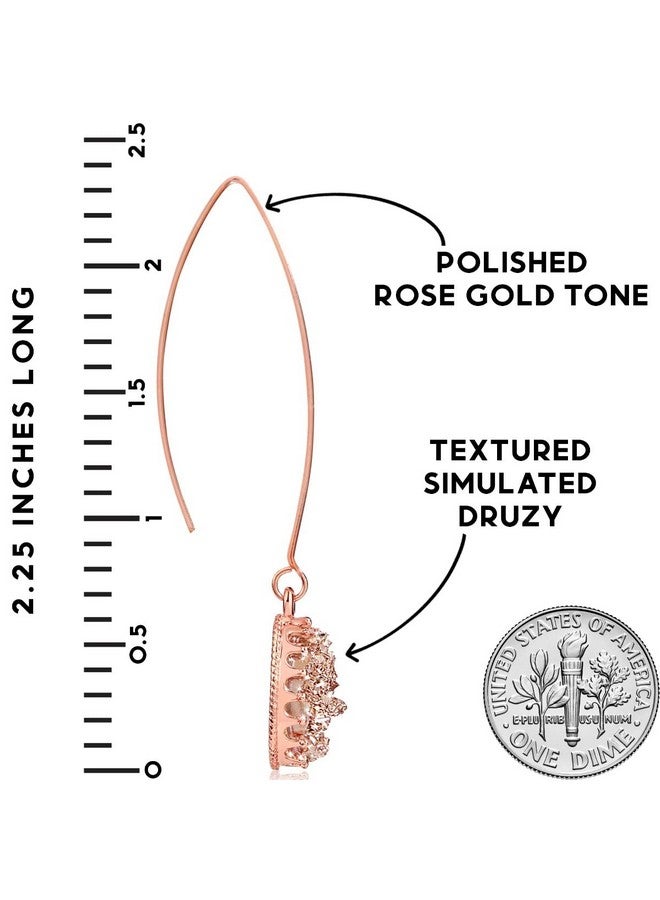 Humble Chic NY Rose Gold Earrings For Women Boho Earrings For Women Dangling Rose Gold Threader Earrings Rose Gold Earrings For Women Dangling Rose Gold Tone Simulated Druzy Threader Earrings For Women Trendy - Image 4