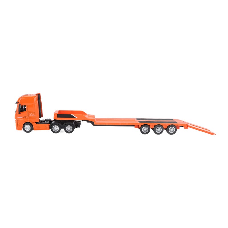 Alloy Engineering Flatbed Trailer Toy 1: 50 Trailer Toys For Kids Over 8 Years Old Static Model Orange - Image 2