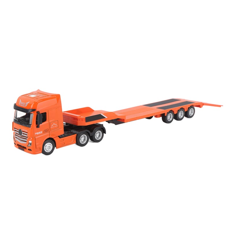 Alloy Engineering Flatbed Trailer Toy 1: 50 Trailer Toys For Kids Over 8 Years Old Static Model Orange - Image 3