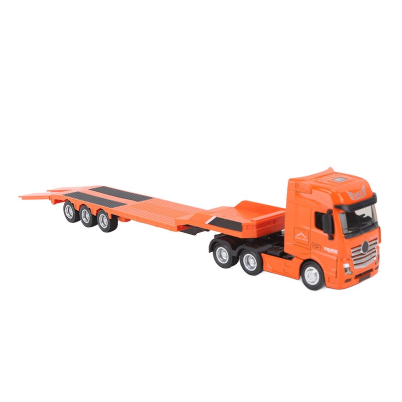 Alloy Engineering Flatbed Trailer Toy 1: 50 Trailer Toys For Kids Over 8 Years Old Static Model Orange - Image 4