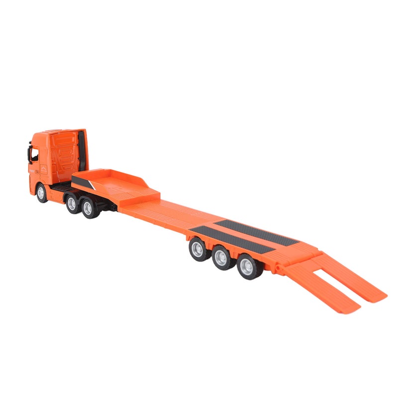 Alloy Engineering Flatbed Trailer Toy 1: 50 Trailer Toys For Kids Over 8 Years Old Static Model Orange - Image 5