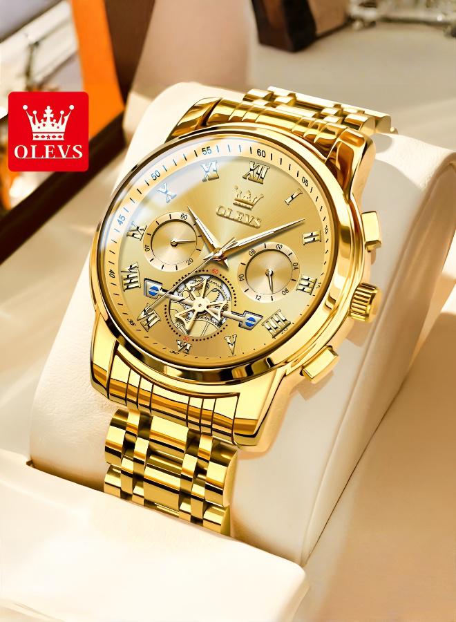 Men's Luxury Mechanical Watch with Luminous Design & Elegant Metallic Strap - Image 1
