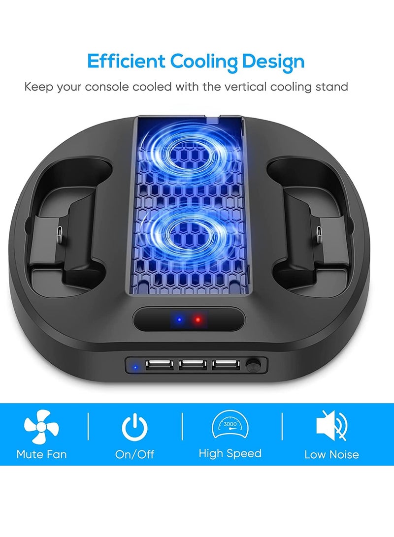KASTWAVE Vertical Charging Stand for Xbox Series S Controllers with Cooling Fan, Charging Station Dock with Dual Controller Charger Ports LED Indicator 3 USB Hubs - Image 4