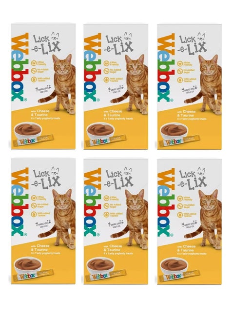 Lick e Lix Yoghurt with Cheese and Taurine 5 x 15g Sachets Pack of 6