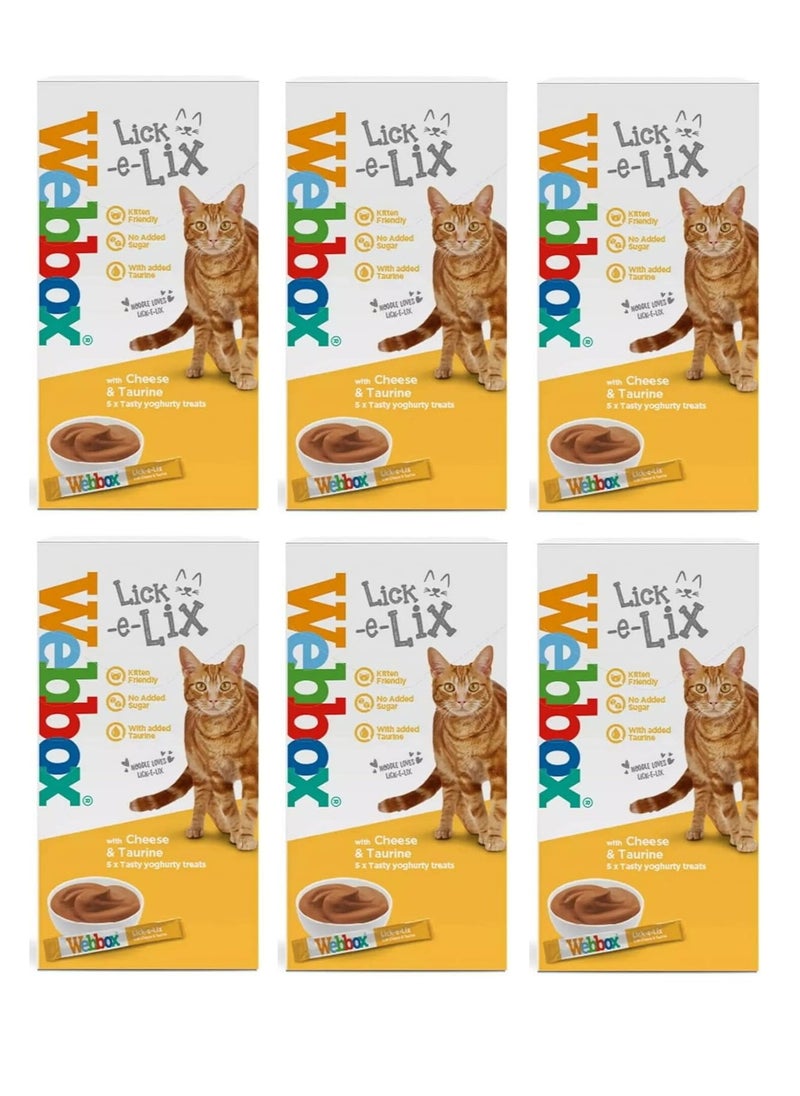 Webbox Lick e Lix Yoghurt with Cheese and Taurine 5 x 15g Sachets Pack of 6 