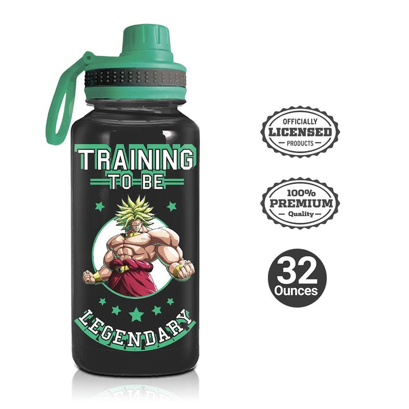 JUST FUNKY Dragon Ball Super Saiyan Goku Water Bottle w/Sporty Green Cap [BLACK 32oz] Hydro Tumbler Flask  Anime Plastic Water Bottle (OFFICIALLY LICENSED) - Image 2