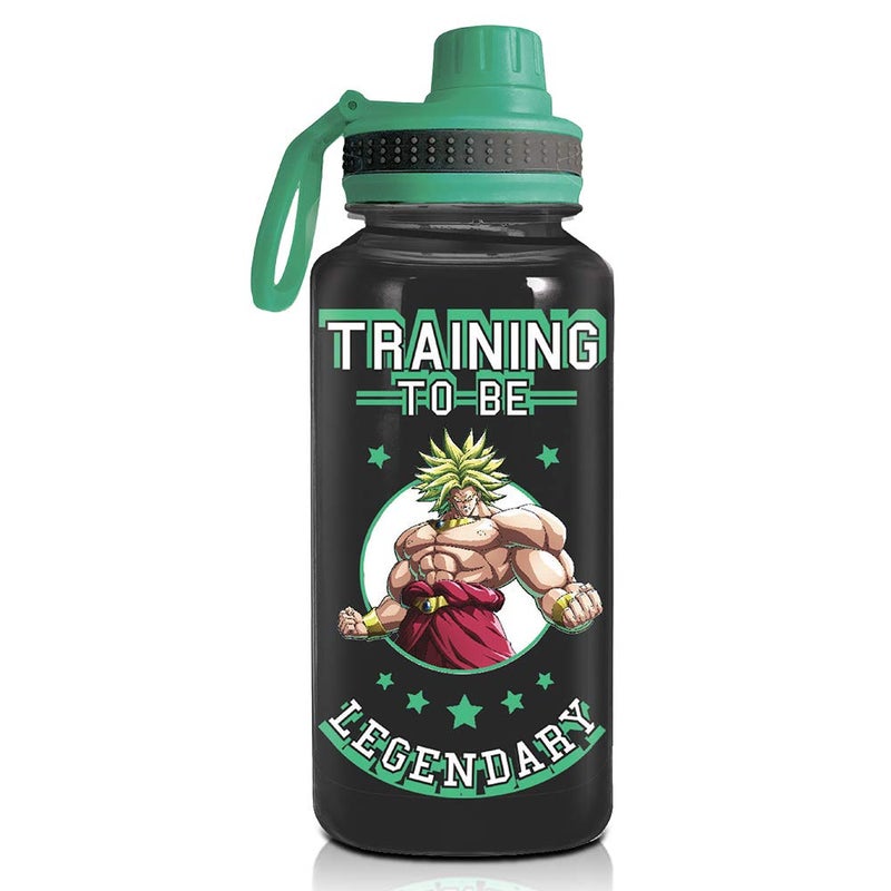 JUST FUNKY Dragon Ball Super Saiyan Goku Water Bottle w/Sporty Green Cap [BLACK 32oz] Hydro Tumbler Flask  Anime Plastic Water Bottle (OFFICIALLY LICENSED) - Image 1