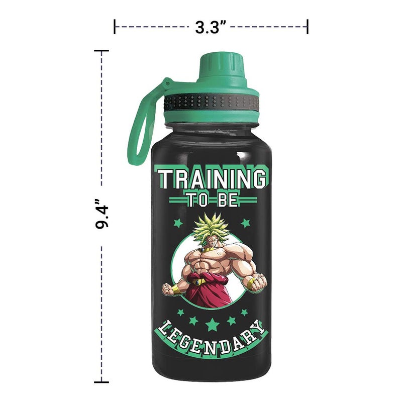 JUST FUNKY Dragon Ball Super Saiyan Goku Water Bottle w/Sporty Green Cap [BLACK 32oz] Hydro Tumbler Flask  Anime Plastic Water Bottle (OFFICIALLY LICENSED) - Image 4