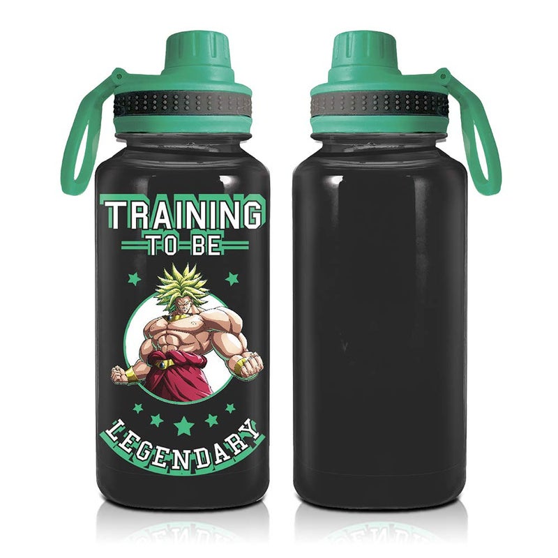 JUST FUNKY Dragon Ball Super Saiyan Goku Water Bottle w/Sporty Green Cap [BLACK 32oz] Hydro Tumbler Flask  Anime Plastic Water Bottle (OFFICIALLY LICENSED) - Image 3