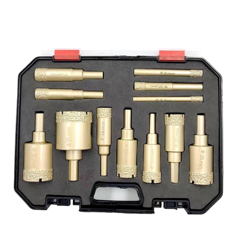 مجموعة مثاقب مطلية بالماس 10 قطع 6 35 مم طقم منشار ثقب للرخام الجرانيت البلاط - Image 1