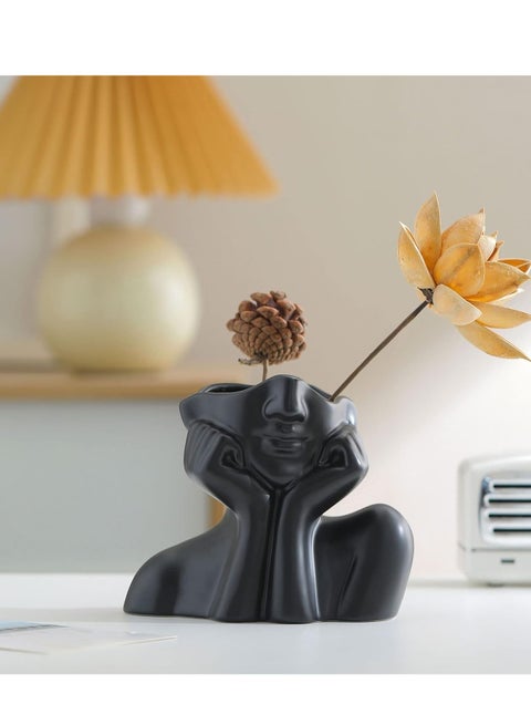 مزهرية وجه تجريدي - مزهرية نصف جسم - مزهرية هيكل عظمي - ديكور غرفة المعيشة والمكياج (مزيج بوليستر متين) مقاومة للتآكل