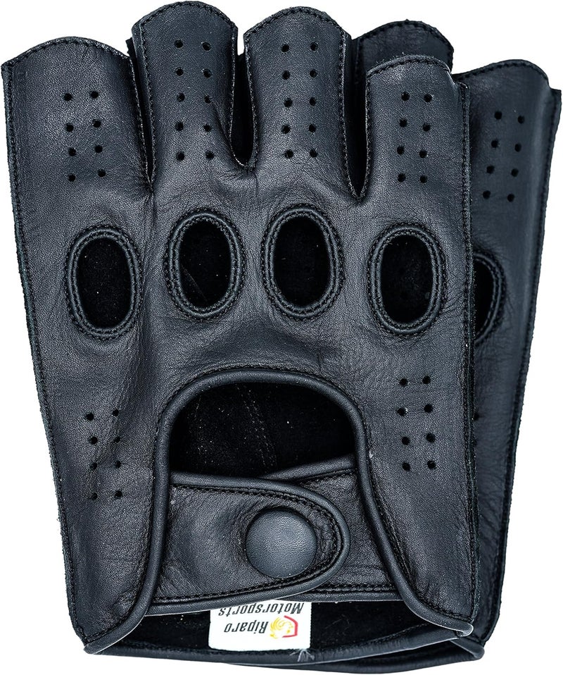 Riparo Leather Fingerless Gloves for Men - Ideal for Driving, Motorcycle, Riding, and Cosplay - Image 1