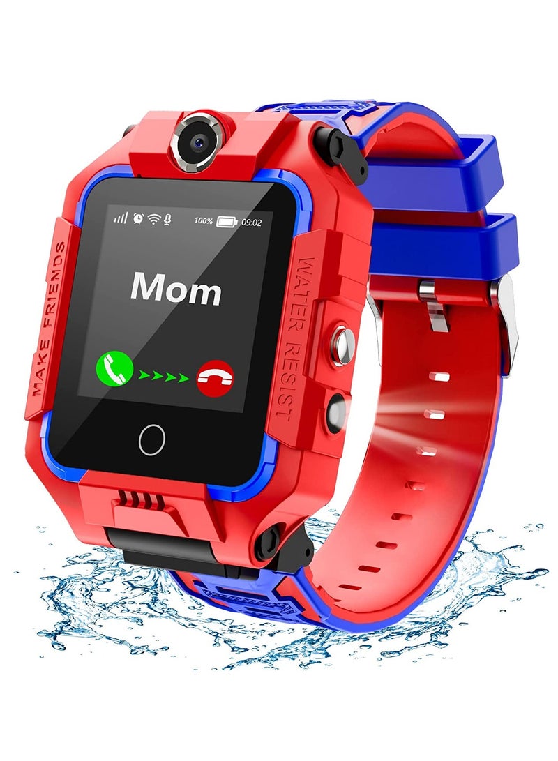Smart Watch for Kids, 4G Liftable Waterproof Safe Smartwatch Phone with 360° Rotatable GPS Tracker Calling SOS Camera WiFi for Kids Children Students Ages 3-12 Birthday Gifts (Red) - Image 1