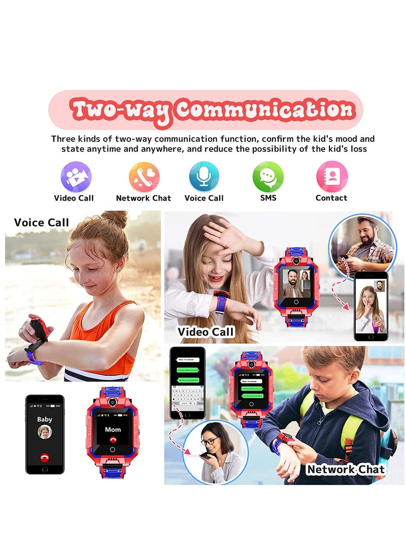 Smart Watch for Kids, 4G Liftable Waterproof Safe Smartwatch Phone with 360° Rotatable GPS Tracker Calling SOS Camera WiFi for Kids Children Students Ages 3-12 Birthday Gifts (Red) - Image 3