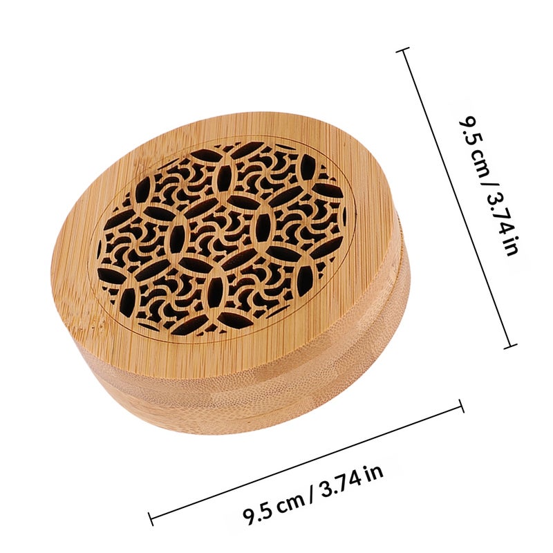 Incense Burner Indoor Incense Burner Aromatherapy Desktop Decoration Agarwood (Round Pattern, Wood Color) - Image 2