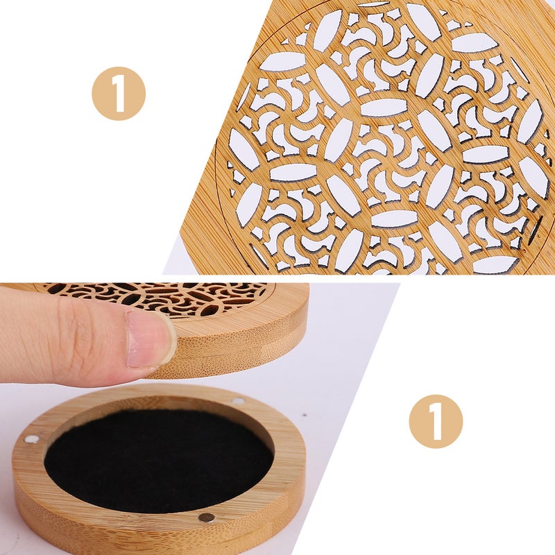 Incense Burner Indoor Incense Burner Aromatherapy Desktop Decoration Agarwood (Round Pattern, Wood Color) - Image 5