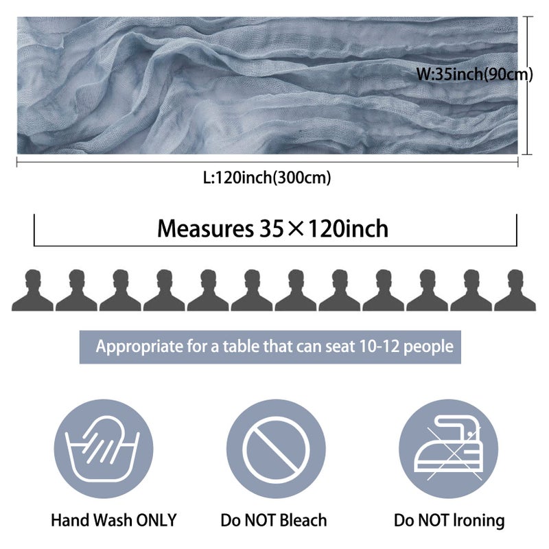 Fivenl 12 Pack 10Ft Cheesecloth Table Runner 35x120 Inch Boho Gauze Table Runner Rustic Cheese Cloth Long Romantic Table Runners for Wedding Bridal Shower Birthday Party Table Decor (Dusty Blue) - Image 2