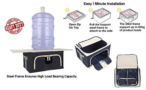 RD MALL RD MALL 66 Litre Capacity Storage Boxes for Clothes Foldable Cloth Storage Box with Steel Frames Clothes Storage Wardrobe Organizer Bag Multicolor  - Image 4