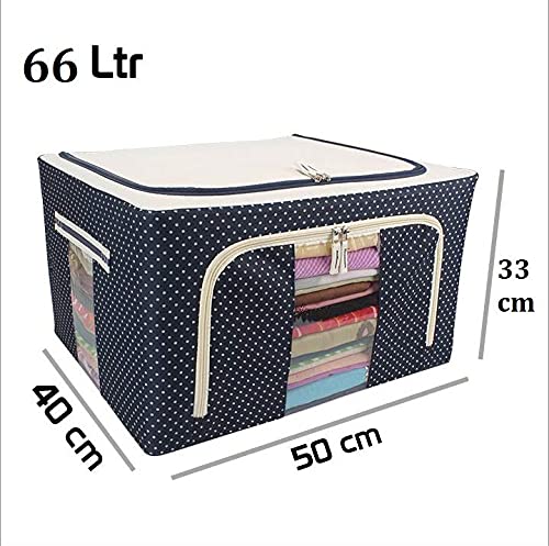 RD MALL RD MALL 66 Litre Capacity Storage Boxes for Clothes Foldable Cloth Storage Box with Steel Frames Clothes Storage Wardrobe Organizer Bag Multicolor  - Image 5