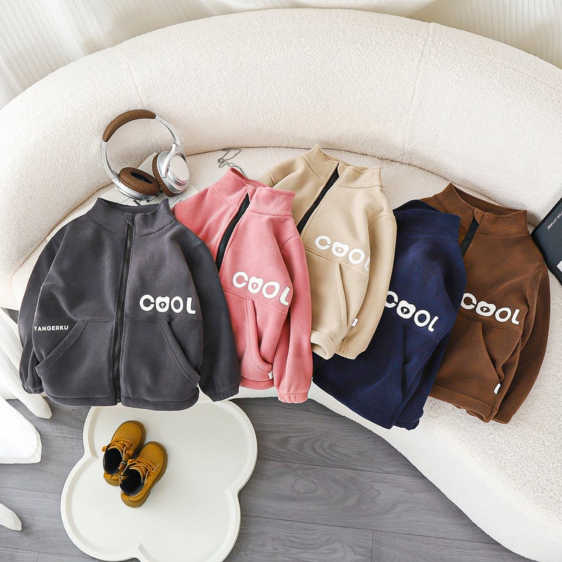 Autumn Austrian Velvet Kidsren'S Jacket New Double-Sided Thickeneded Medium And Large Kidsren'S Tops Winter Stand-Up Collar Long-Sleeved Outer Wear Kidsren'S Clothing - Image 2